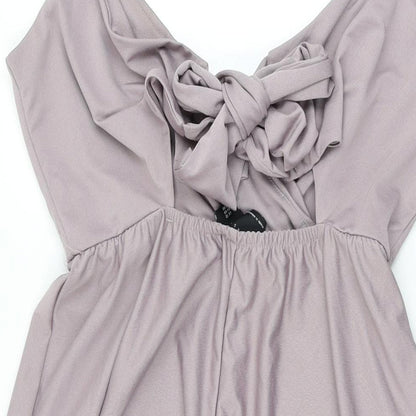 ASOS Womens Purple Polyester A-Line Size 12 V-Neck Tie