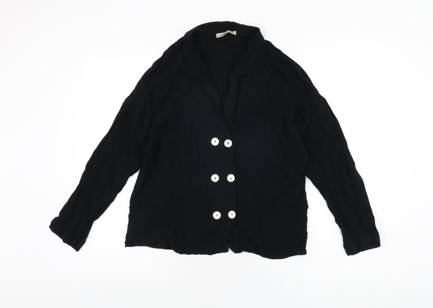 Womens UK Size L Pull&Bear Black Basic Button-Up