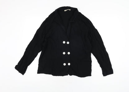 Womens UK Size L Pull&Bear Black Basic Button-Up