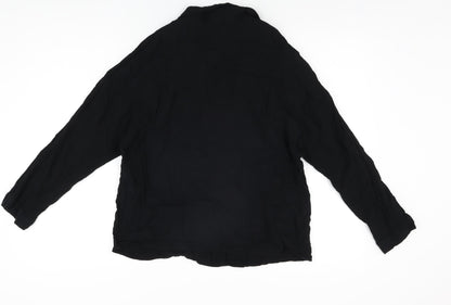 Womens UK Size L Pull&Bear Black Basic Button-Up