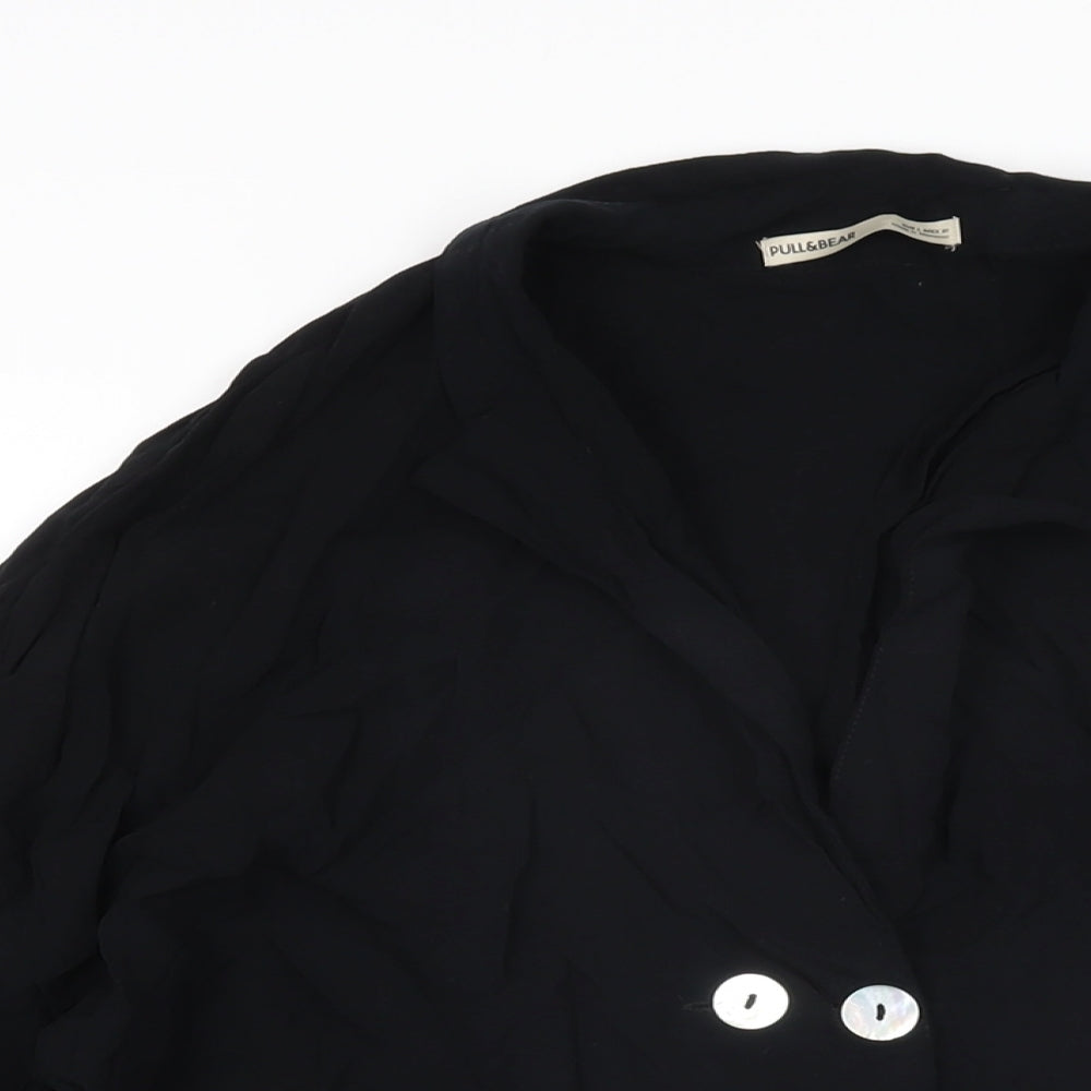 Womens UK Size L Pull&Bear Black Basic Button-Up