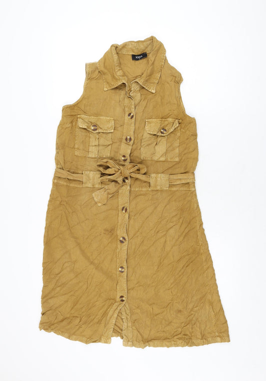 Klass Womens Brown Viscose Shirt Dress Size 10 Collared Button