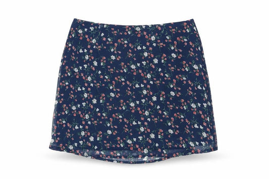 Wednesday's Girl Womens Blue Floral Polyester Mini Skirt Size M Zip