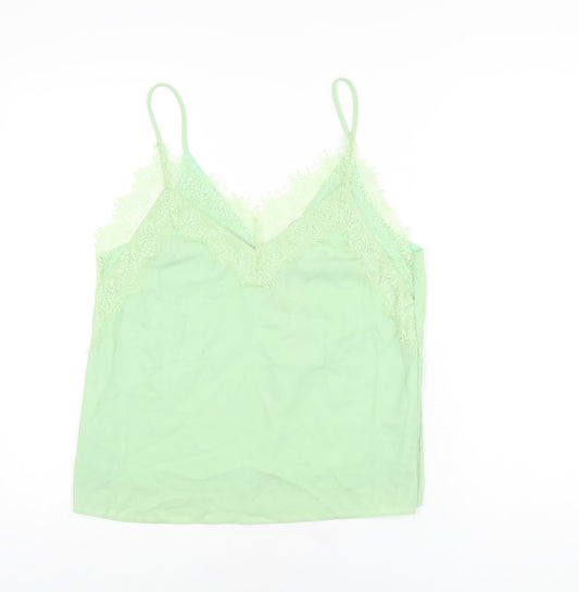 Nasty Gal Womens Green Polyester Camisole T-Shirt Size S V-Neck