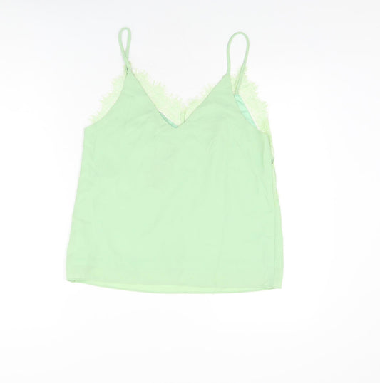 Nasty Gal Womens Green Polyester Camisole T-Shirt Size S V-Neck