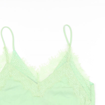 Nasty Gal Womens Green Polyester Camisole T-Shirt Size S V-Neck