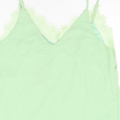 Nasty Gal Womens Green Polyester Camisole T-Shirt Size S V-Neck