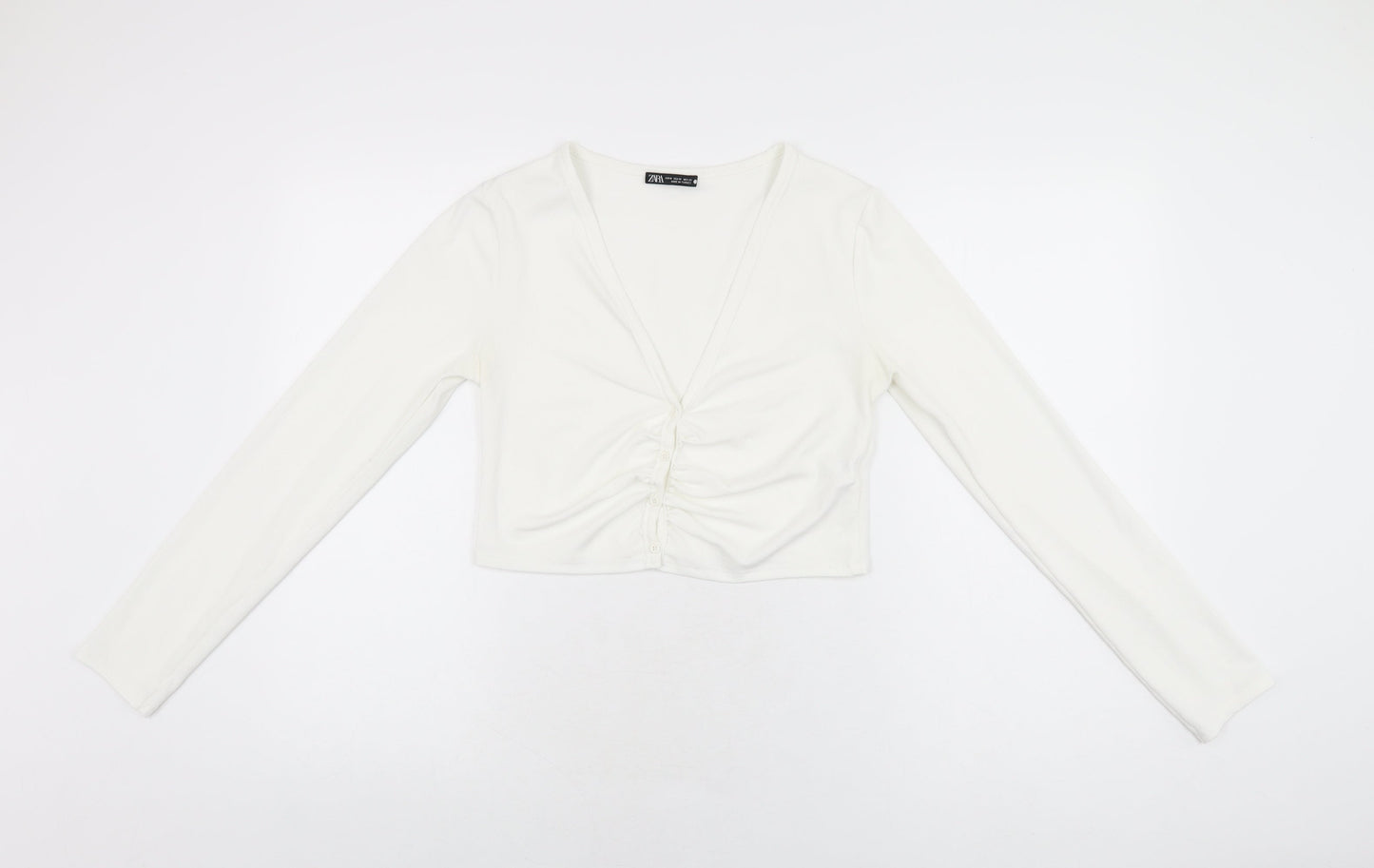 Womens UK Size M Zara White Basic Button-Up