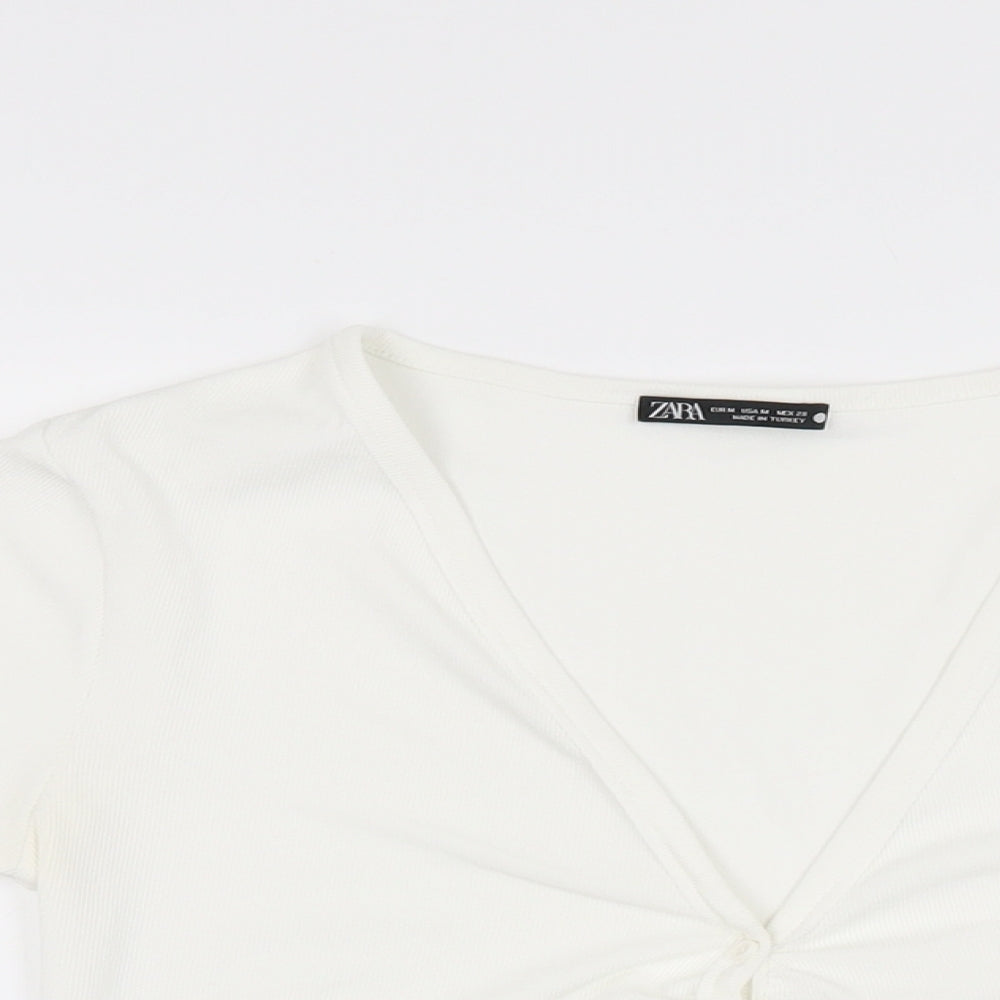 Womens UK Size M Zara White Basic Button-Up