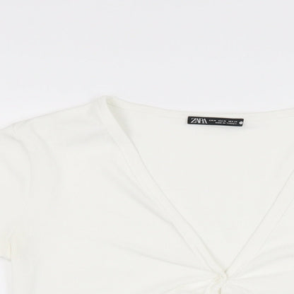Womens UK Size M Zara White Basic Button-Up