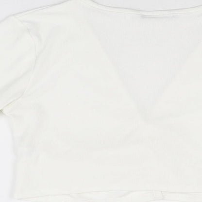 Womens UK Size M Zara White Basic Button-Up