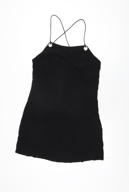 Urban Outfitters Womens Black Viscose Mini Size M Square Neck Zip