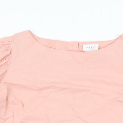Womens UK Size 8 VILA Pink Basic T-Shirt