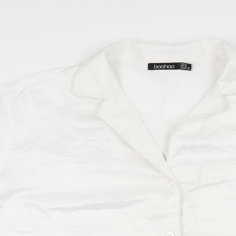 Boohoo Womens White Solid Polyester Top Pyjama Top Size 14 Button - Bride