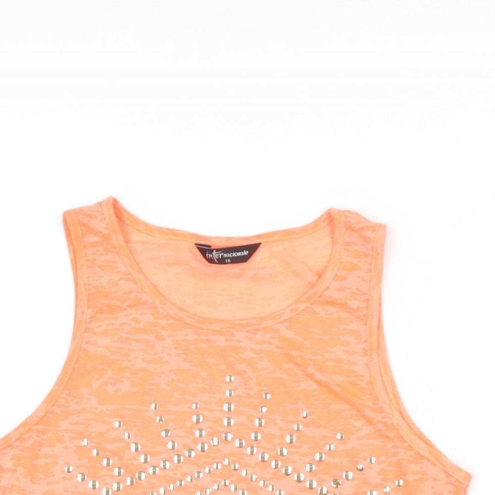 Womens UK Size 10 Internacionale Pink Basic T-Shirt