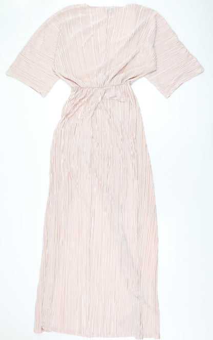 In the Style Womens Pink Polyester Maxi Size 8 V-Neck Pullover