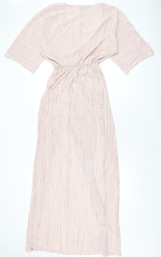 In the Style Womens Pink Polyester Maxi Size 8 V-Neck Pullover