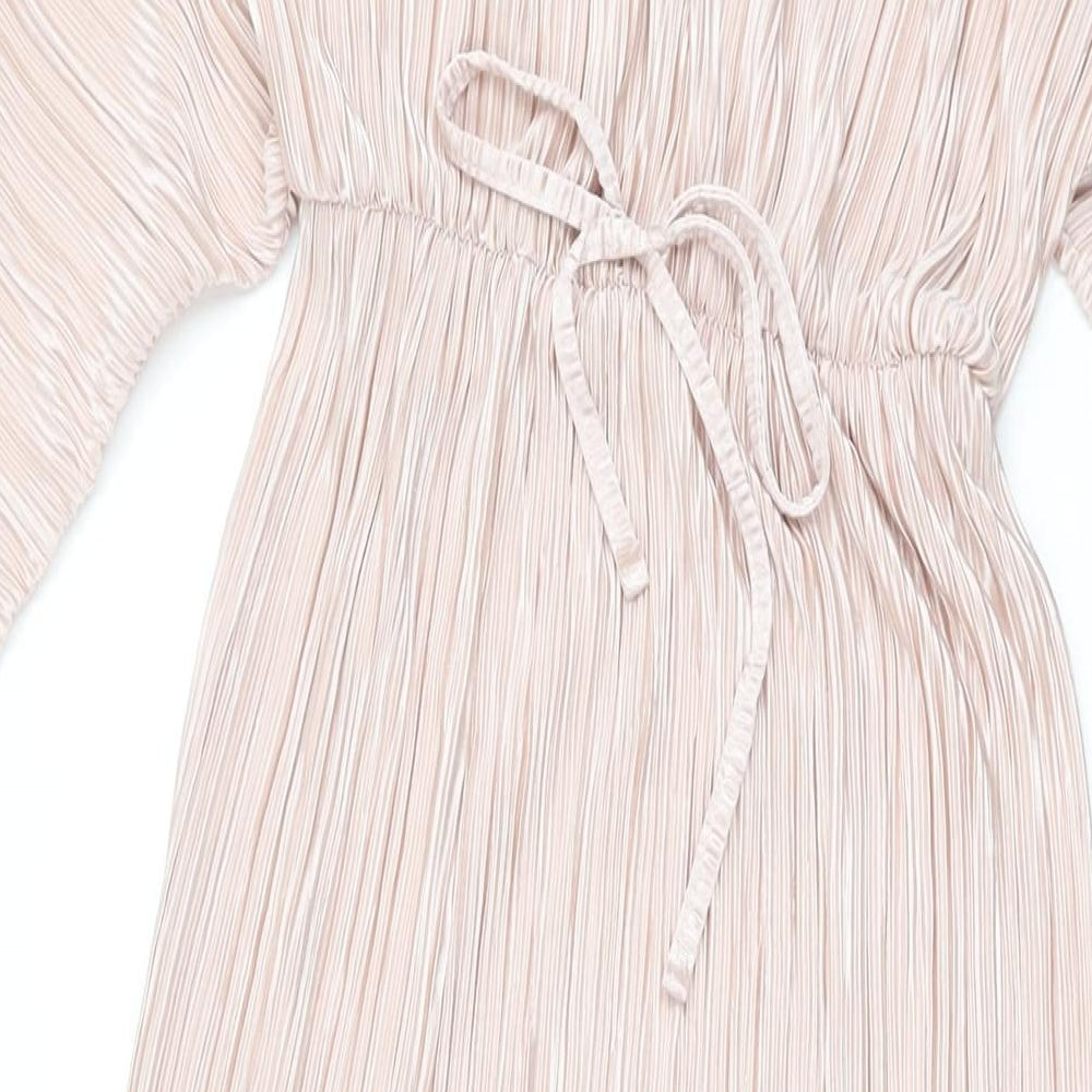 In the Style Womens Pink Polyester Maxi Size 8 V-Neck Pullover