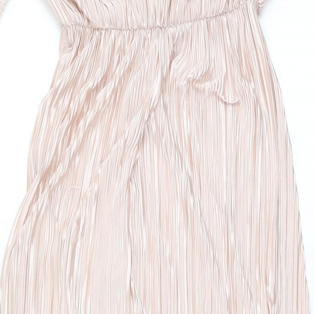 In the Style Womens Pink Polyester Maxi Size 8 V-Neck Pullover