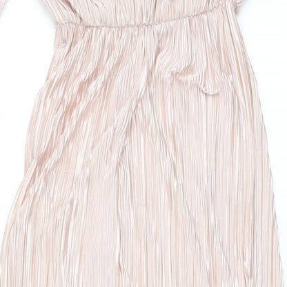 In the Style Womens Pink Polyester Maxi Size 8 V-Neck Pullover