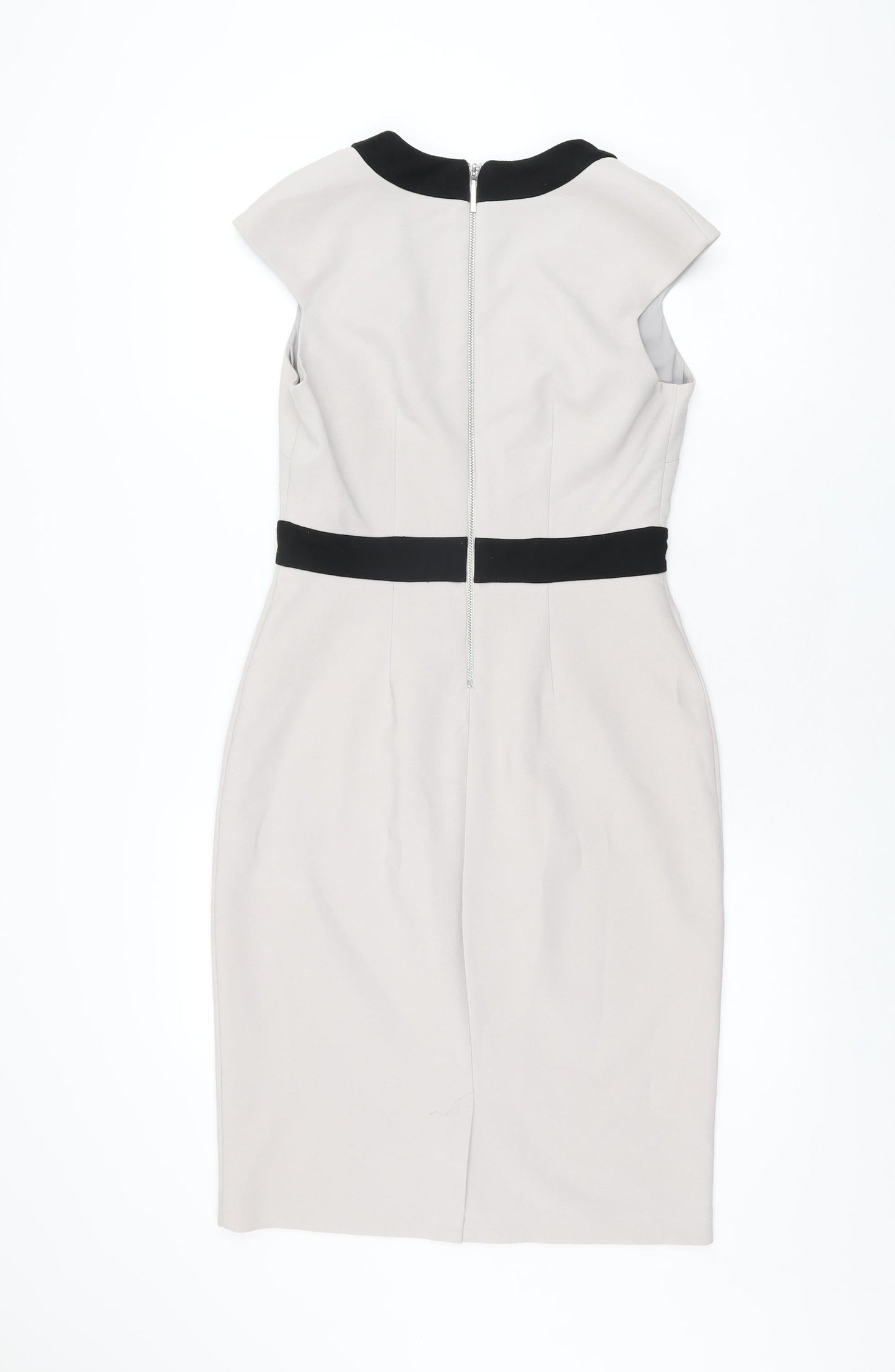 Dorothy Perkins Womens Grey Polyester Bodycon Size 8 V-Neck Zip