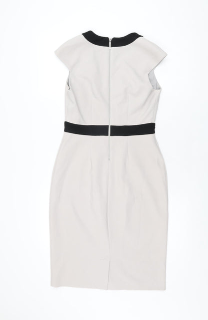 Dorothy Perkins Womens Grey Polyester Bodycon Size 8 V-Neck Zip