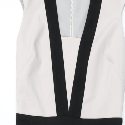 Dorothy Perkins Womens Grey Polyester Bodycon Size 8 V-Neck Zip