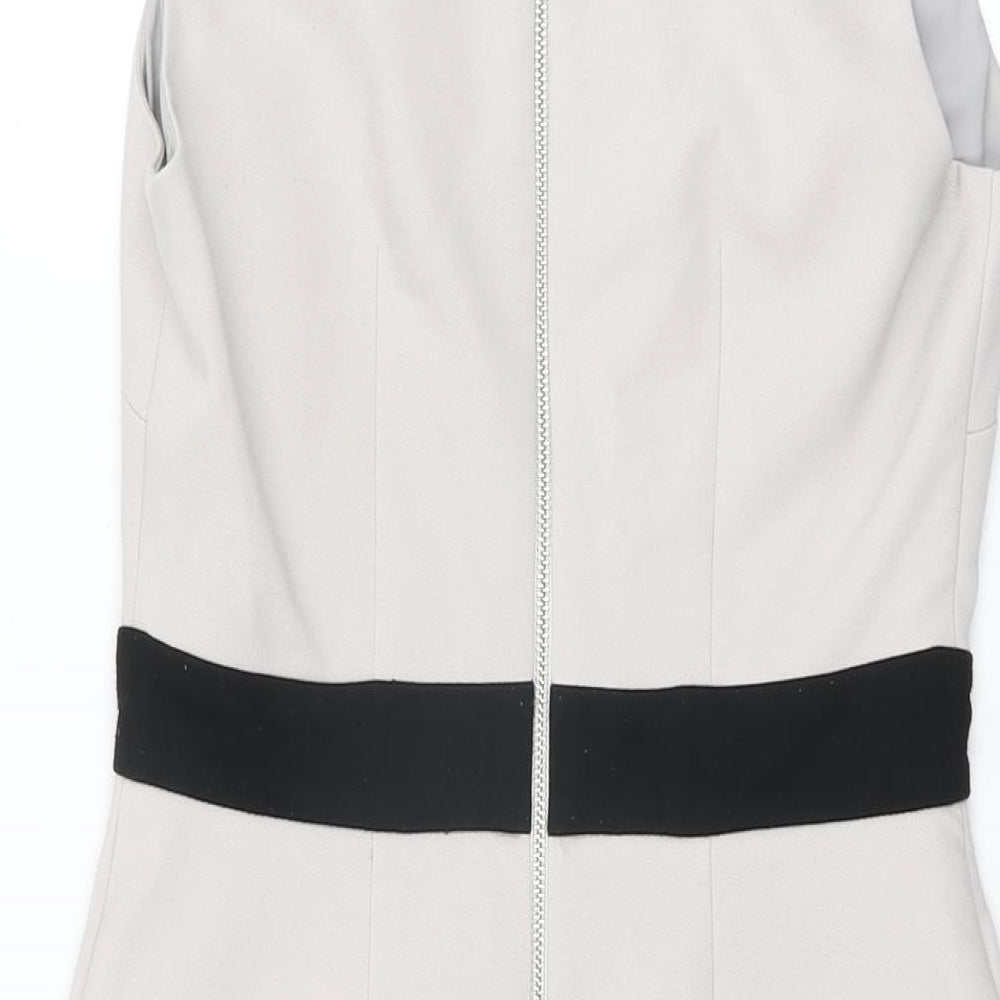 Dorothy Perkins Womens Grey Polyester Bodycon Size 8 V-Neck Zip