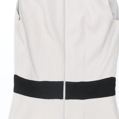 Dorothy Perkins Womens Grey Polyester Bodycon Size 8 V-Neck Zip