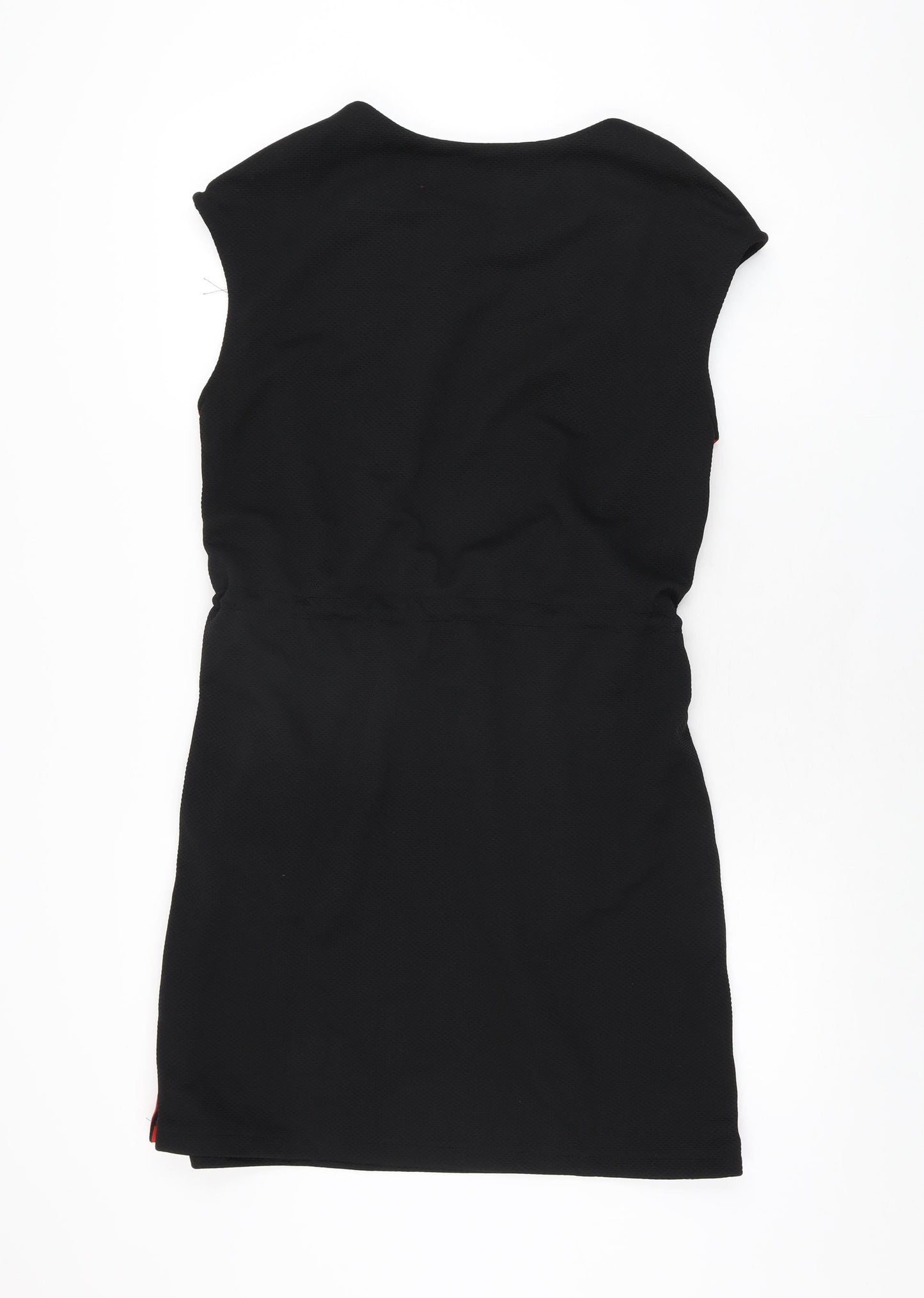 Elli White Womens Black Polyester Shift Size M Round Neck Drawstring