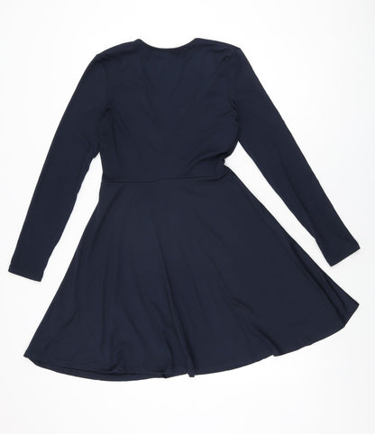 Terranova Womens Blue Polyester Skater Dress Size S V-Neck Pullover