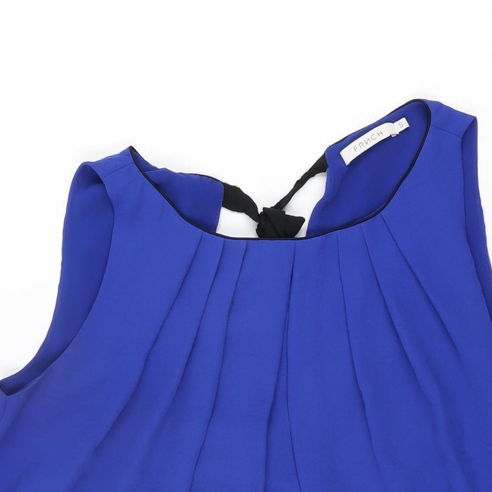 FRNCH Womens Blue Polyester Basic Blouse Size S Boat Neck