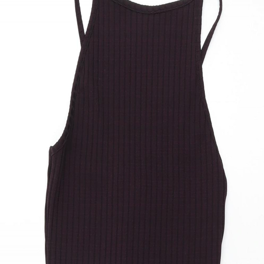 Missguided Womens Purple Polyester Bodycon Size 4 Square Neck Tie