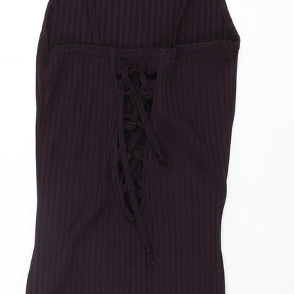 Missguided Womens Purple Polyester Bodycon Size 4 Square Neck Tie