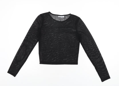 Womens UK Size 8 ASOS Black Cropped T-Shirt