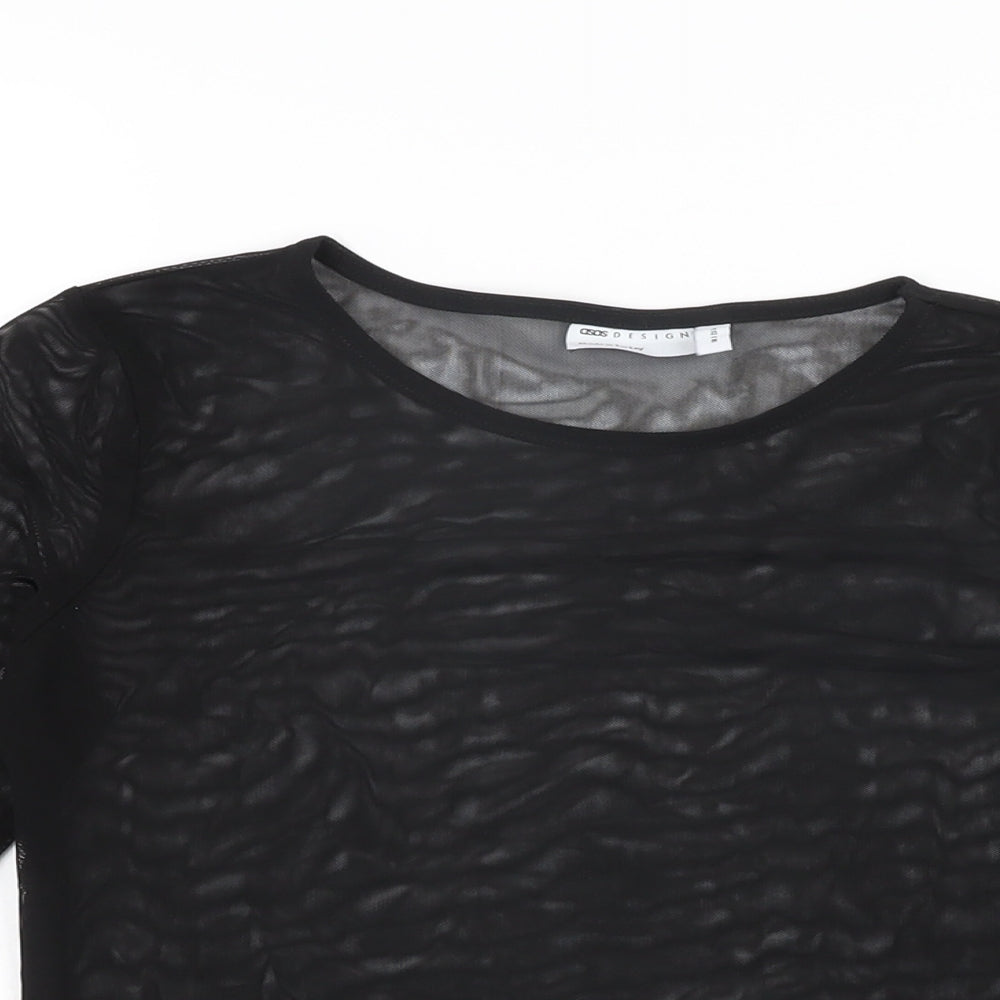 Womens UK Size 8 ASOS Black Cropped T-Shirt