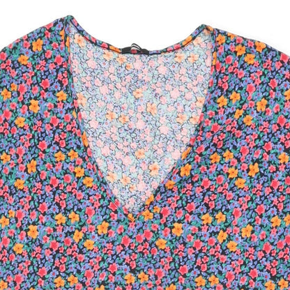 Tezenis Womens Multicoloured Floral Cotton Shift Size L V-Neck Pullover