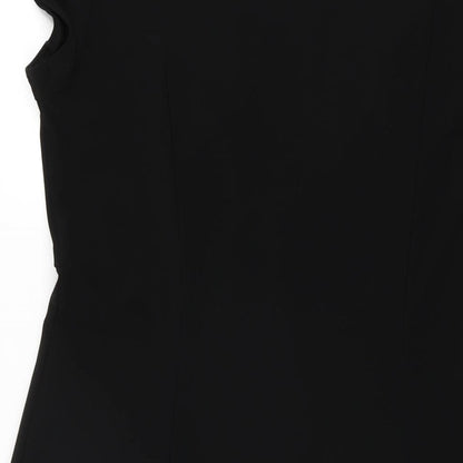 Minuet Womens Black Polyester A-Line Size 14 V-Neck Pullover