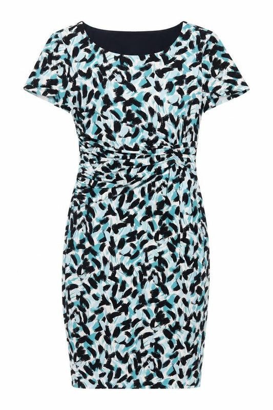 Precis Womens Blue Geometric Polyester Bodycon Size 10 Scoop Neck Pullover