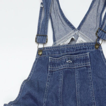 Oh! Mamma Womens Blue Cotton Dungaree One-Piece Size S Buckle