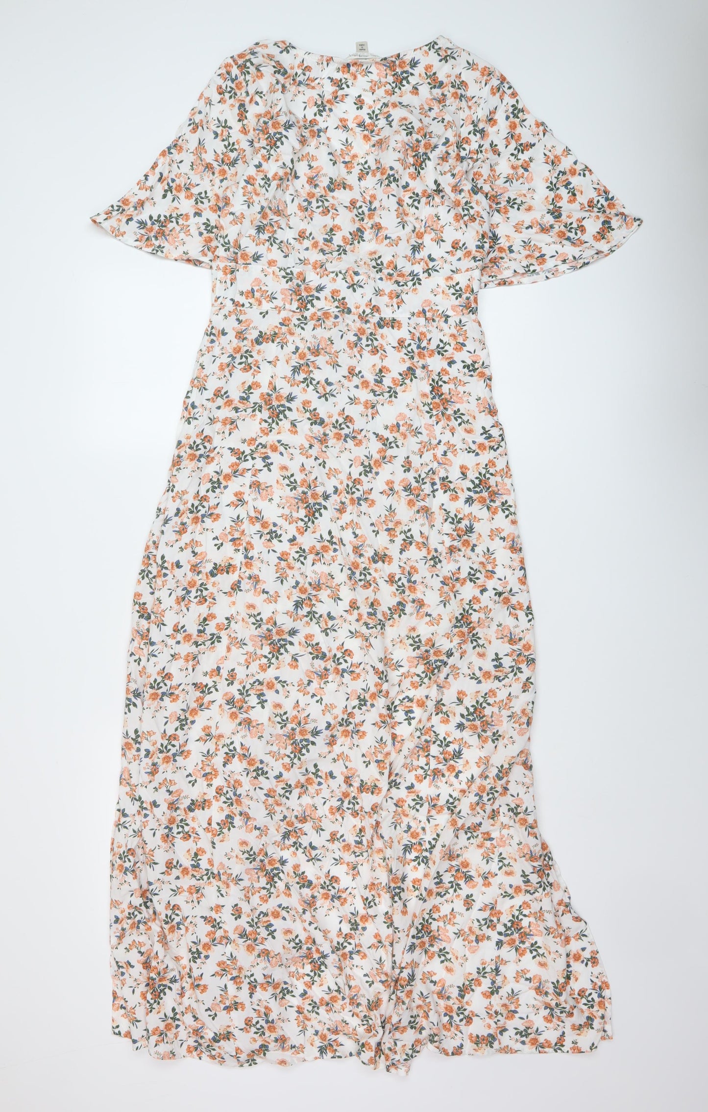 Miss Selfridge Womens Multicoloured Floral Viscose A-Line Size 6 V-Neck Button