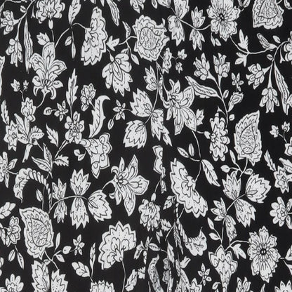 Bershka Womens Black Floral Viscose Trousers Size XL L26 in Regular