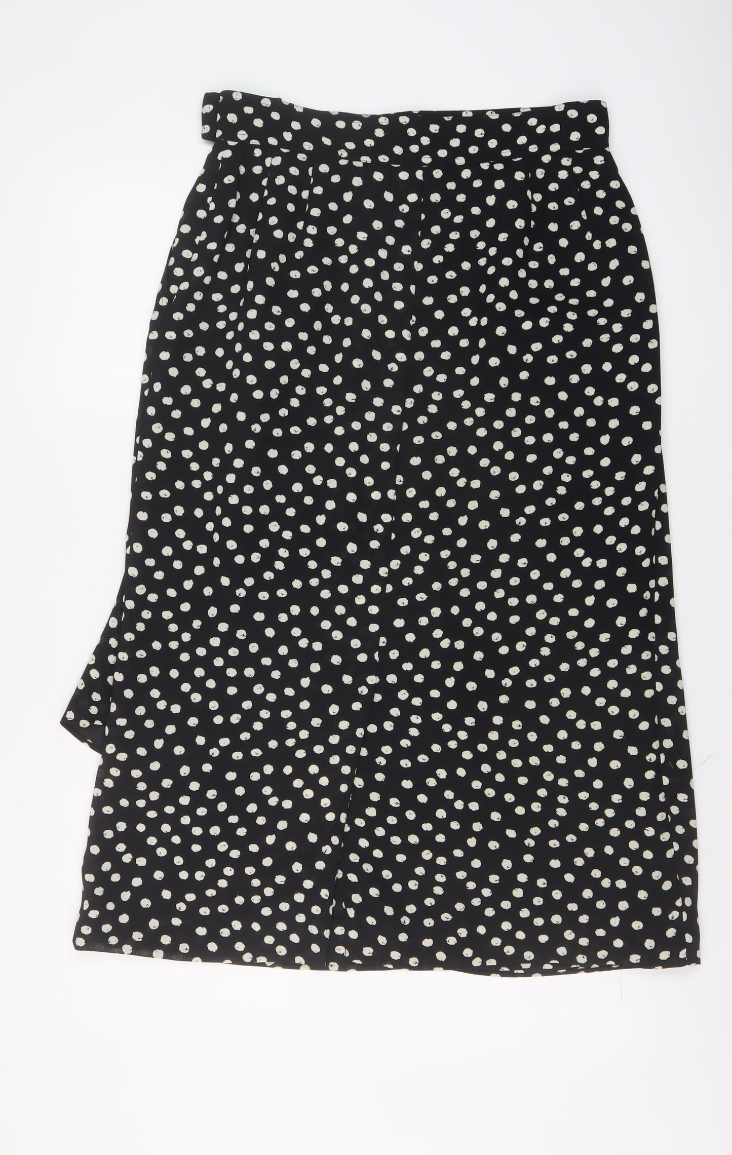 Country Casuals Womens Black Polka Dot Polyester A-Line Skirt Size 14 Button