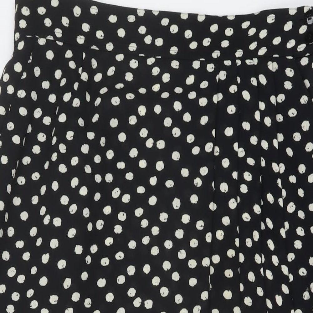 Country Casuals Womens Black Polka Dot Polyester A-Line Skirt Size 14 Button