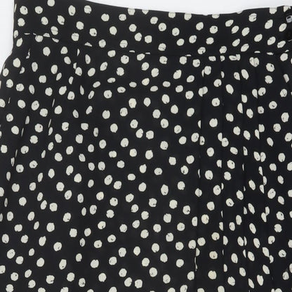 Country Casuals Womens Black Polka Dot Polyester A-Line Skirt Size 14 Button