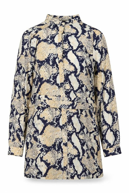 Missguided Womens Beige Animal Print Polyester Tunic Blouse Size 10 Mock Neck