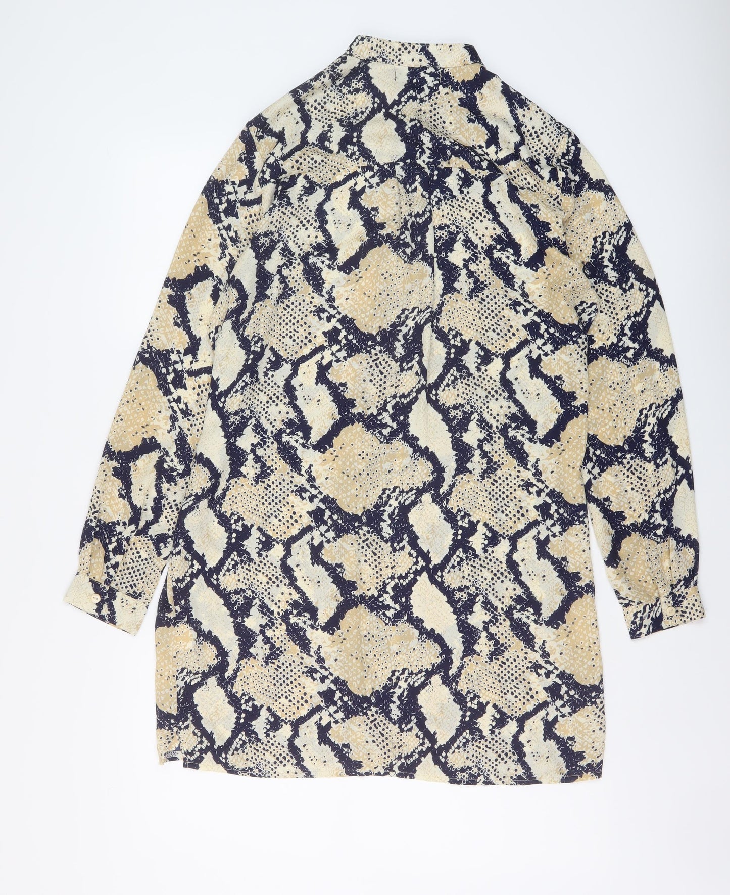 Missguided Womens Beige Animal Print Polyester Tunic Blouse Size 10 Mock Neck