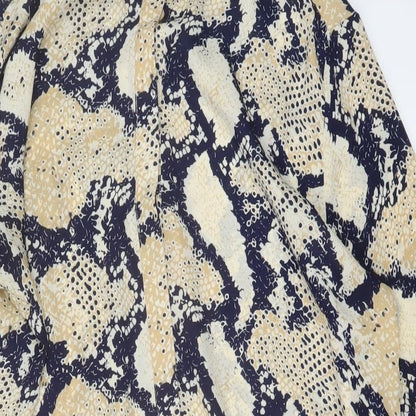 Missguided Womens Beige Animal Print Polyester Tunic Blouse Size 10 Mock Neck