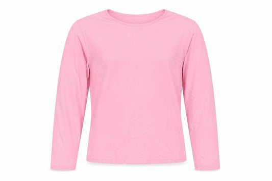 Front view of Mexx women’s pink polyester basic t-shirt, size L, round neck