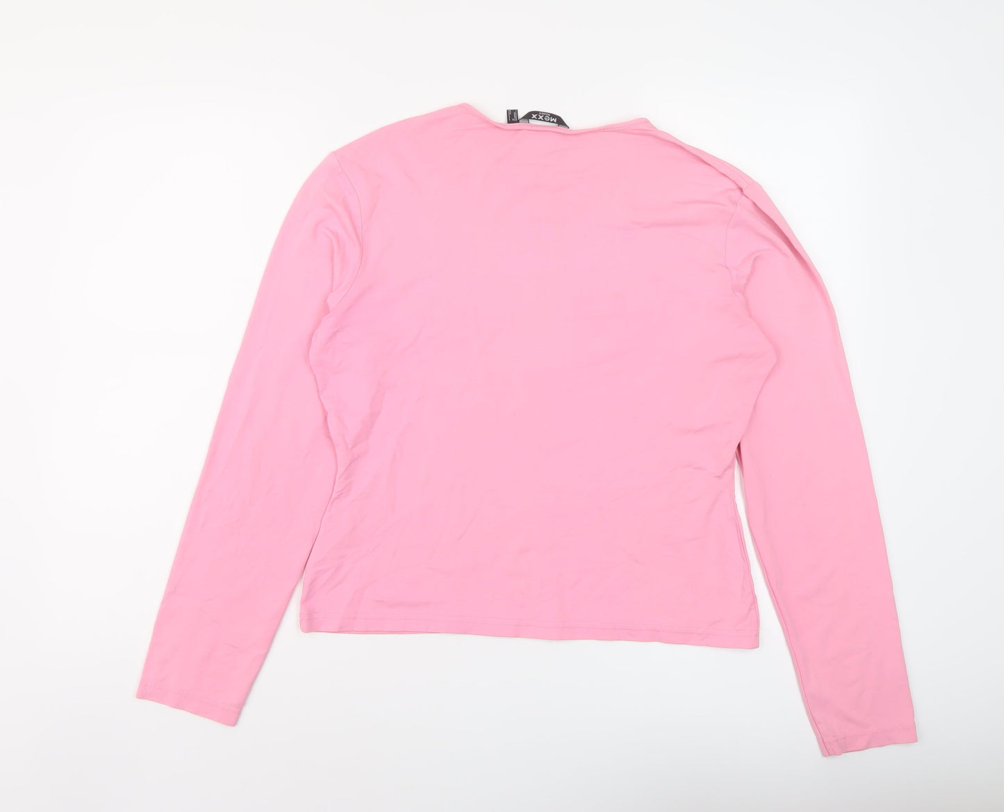 Mexx Womens Pink Polyester Basic T-Shirt Size L Round Neck